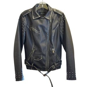 T Coalition Faux Leather Studded Moto Jacket Women's